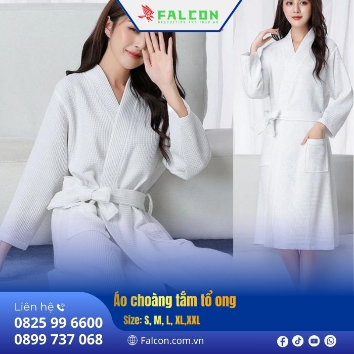 áo choàng tắm (1) Áo choàng tắm tổ ong thiết kế phù hợp mọi dáng người